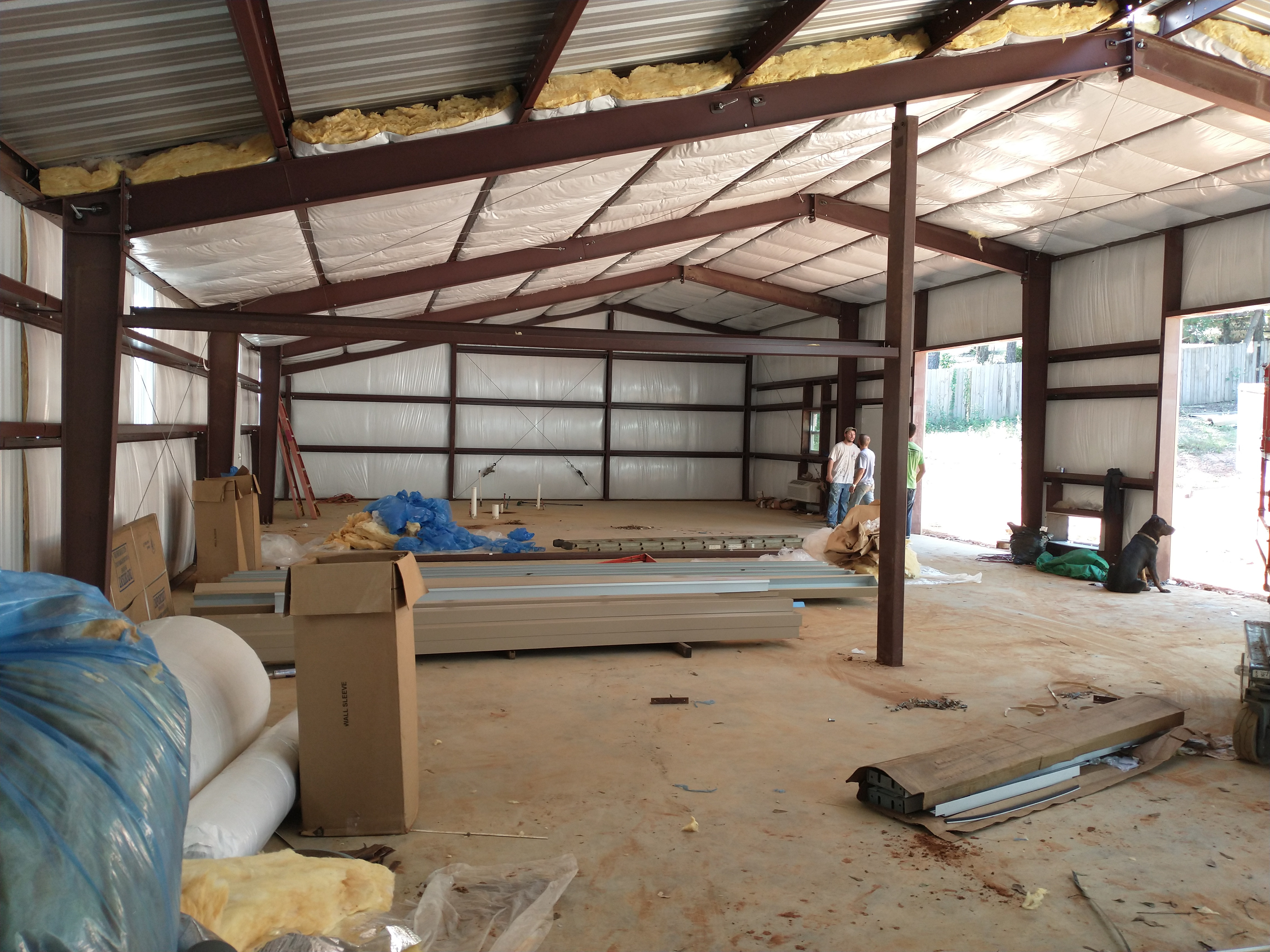 Erection of the shop near completion.